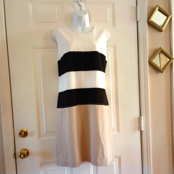 Calvin Klein Sleeveless Color Block Sheath Mini Dress. Size: 16 - Picture 4 of 14